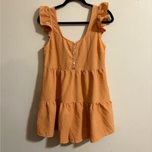 Altar'd State Women’s Large Orange tangerine Tiered Ruffle Sleeve Romper short